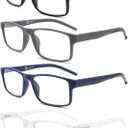 MODFANS Reading Glasses Men Readers 4 Pack,Blue Light Blocking Reading Glasses Anti Glare/Eye Strain Filter UV,Rectangular Unisex Lightweight Frame Comfortable Spring Hinge Eyeglasses 1.5