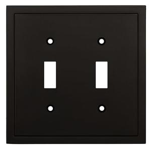 Henne Bery Modern Edge Decorative Wall Plate Switch Plate Outlet Cover, Durable Solid Zinc Alloy (Double Toggle, Matte Black)