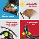 Radio Flyer City 4-in-1 Stroll 'N Trike, Mocha, For Riders 1-5 Years Old, 4 Riding Modes, 3 Point Harness with Comfort Pad, Parent Controlled Steering, Rear Storage, Stroller Tricycle for Toddlers