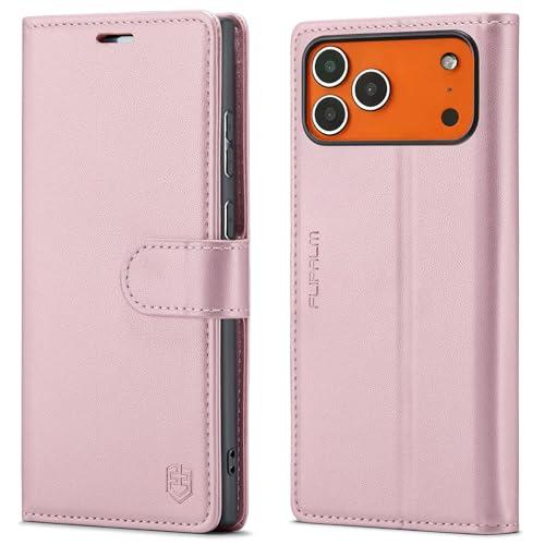 Wallet Case for iPhone 17 Pro Max with Credit Card Holder,PU Leather Folio Flip Kickstand Protective Shockproof Cover for Apple 17 Pro Max Phone Case (Pink, for iPhone 17 Pro Max - 6.9'')