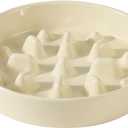 Ceramic 1.6 Cup Dog Bowl Slow Feeder, 8.2 inch Slow Pet Food Dish for Medium and Large Dog, Stop Bloat, Preventing Choking(Single Bowl, Beige)