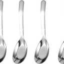 Ouliget Asian Soup Spoons Chinese Soup Spoons Stainless Steel Spoons, Thick Heavy Stainless Steel Soup Spoons Table Spoons Dinner Spoons Flat Square Spoon,Set of 4