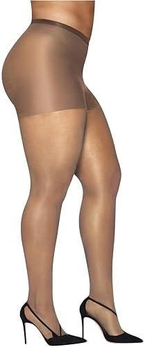 Hanes Curves Control Top Sheer Toe Silky Sheer Pantyhose with Wicking Cool Comfort, Nude, Size 1X - 2X (Pack of 1)