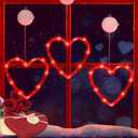 3 x 3Pcs Valentine's Day Window Lights, Red Heart Shaped Valentine's Day Window Decorations Battery Powered Hanging Romantic Lights with Suction Cup&Timer for Valentines Day Wedding Anniversary Home Decor