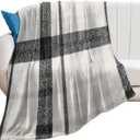 30x40in Flannel Fleece Throw Blanket for Couch Office Bed Sofa Home Decor Gray Buffalo Check Tan Plaid Charcoal Lightweight Plush Fuzzy Cozy Soft Blankets and Throws for Girls All Season Use (Style-1)