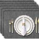 Aofmee Faux Leather Placemats Set of 4 - Waterproof - Wipeable - Washable - Heat Resistant - Anti Slip Stain Resistant Kitchen Dining Table Place Mats, Suitable for Indoor & Outdoor Use, Easy to Clean