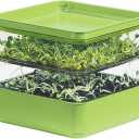 GARDENS ALIVE! Seed Sprouter Kit, Two Tier Stackable Seedling Starter Tray with Lid, Microgreens Propagator Mini Plant Grow Trays, Germinate Seeds Indoors, Healthy Snacks, Bean Sprouts, Soil Free