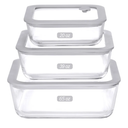 Glass Food Containers with Glass Lid, Microwave Safe Food Storage Container Set, 3 Pack, Square Shape, Food Containers with Lids, Meal Prep Containers with Leak Proof Lid