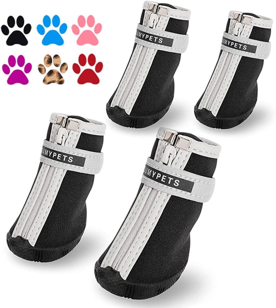 QUMY Dog Shoes for  Dogs, Puppy Dog Boots & Paw Protectors for Winter Snowy Day, Summer Hot Pavement, Waterproof in Rainy Weather, Outdoor Walking, Indoor Hardfloors Skid-Resistant Sole Black 2 (size 2: 1.59"x1.18"(L*W))