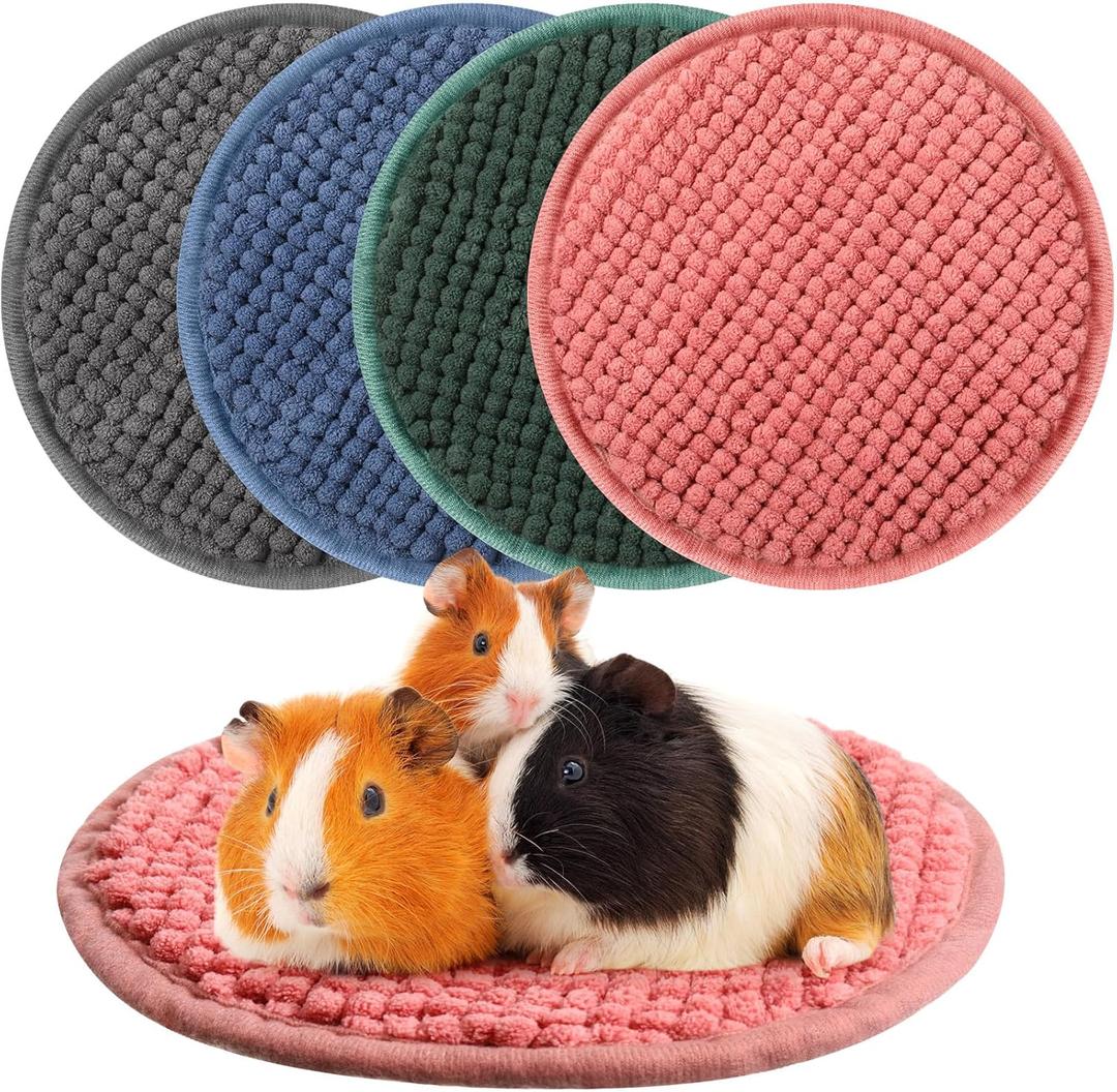 Amylove 4 Pcs Valentine Guinea Pig Cage Liner Washable Fleece Pee Pads Pet Dog Cat Bedding Training Mat for Small Animal Guinea Pig Puppy Bunny Hamster(Diameter 7.8 Inch,Round,Mixed Color)