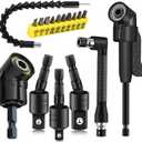 17Pcs Flexible Drill Bit Extension, Include 3Pcs Rotatable Socket Adapter 2Pcs Hex Shank 105 Right Angle Drill Attachment 10 Short Screwdriver Bits 90 Angled Bits and Bendable Extension