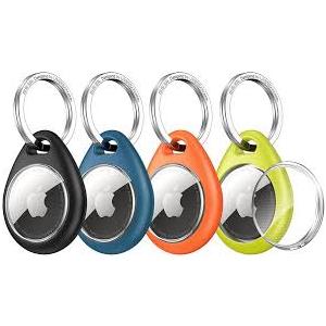 UNBREAKcable for Apple AirTag Holder - 3 Pack [Fit Tightly Design] [Easy to Install] [Hold Air Tag Securely] Waterproof TPU Shell Protective Case with 304 Stainless Steel Keychain Key Ring