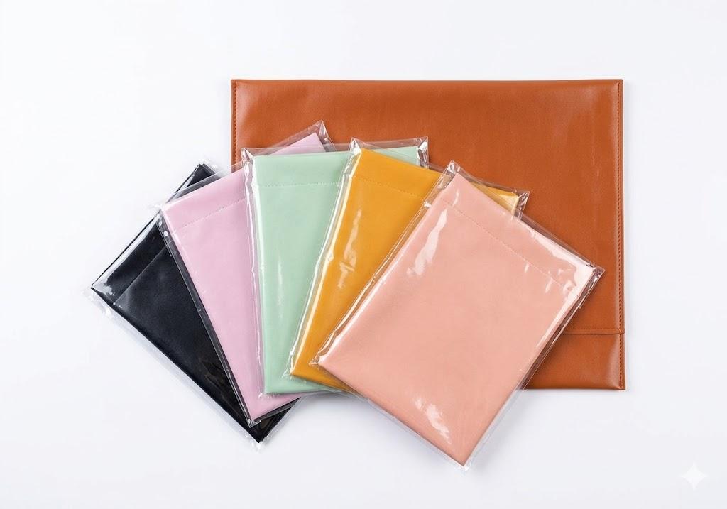 Set of Multi-Colored PU Leather Travel Pouches, Portable Cosmetic and Accessory Organizers
