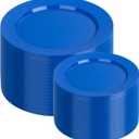 I00000 200 Pcs Plastic Plates, Plates Disposable Blue Party Plates Include 100 Blue Dinner Plate 10’’ and 100 Plastic Dessert Plate 7’’ Perfect for Wedding, Party