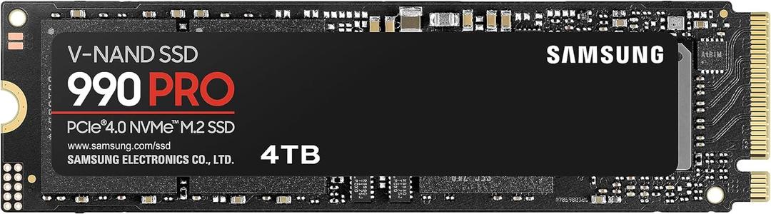 Samsung 990 PRO SSD 4TB PCIe 4.0 M.2 2280 Internal Solid State Hard Drive, Seq. Read Speeds Up to 7,450 MB/s for High End Computing, Gaming, and Heavy Duty Workstations, MZ-V9P4T0B/AM