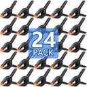 24 Pack 3.5 inch Plastic Spring Clamps, Black Heavy Duty Clips, Backdrop Clips, Plastic Clamps for Crafts, Backdrop Stand, Woodworking, Photography