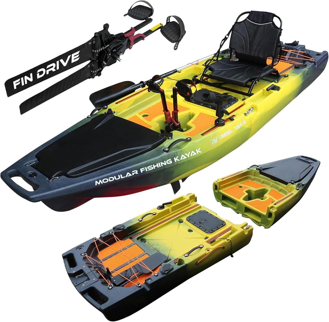 Reel Yaks Rocket Modular Fishing Kayak - 9.8ft Lightweight, Sit On Top Kayak for Adults & Youth - Stable & Portable, Ideal Space-Saving Design for Travel - 400 lbs Capacity