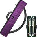 Pool Cue Case, Hard Shell Pool Stick Case 4x4 with 10 Padded Slots, Heavy-Duty Billiard Cue Bag with Soft Leather Handle and Shoulder Strap, Travel Snooker Stick Bag Carrier for Men and Women (Purple)