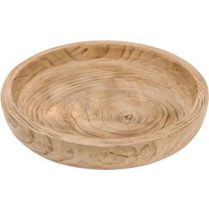 NIKKY HOME 12" Hand Carved Dough Bowls, Paulownia Wood Round Serving Bowl Decorative Wooden Tray, Natural