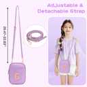 Toddler Purse Initial Crossbody Bags for Girls 3 Pockets PU Leather Cross Body Bag Crossbody Purse Handbag Personalized Preppy Teen Girl Gifts Trendy Stuff (Lavender G)