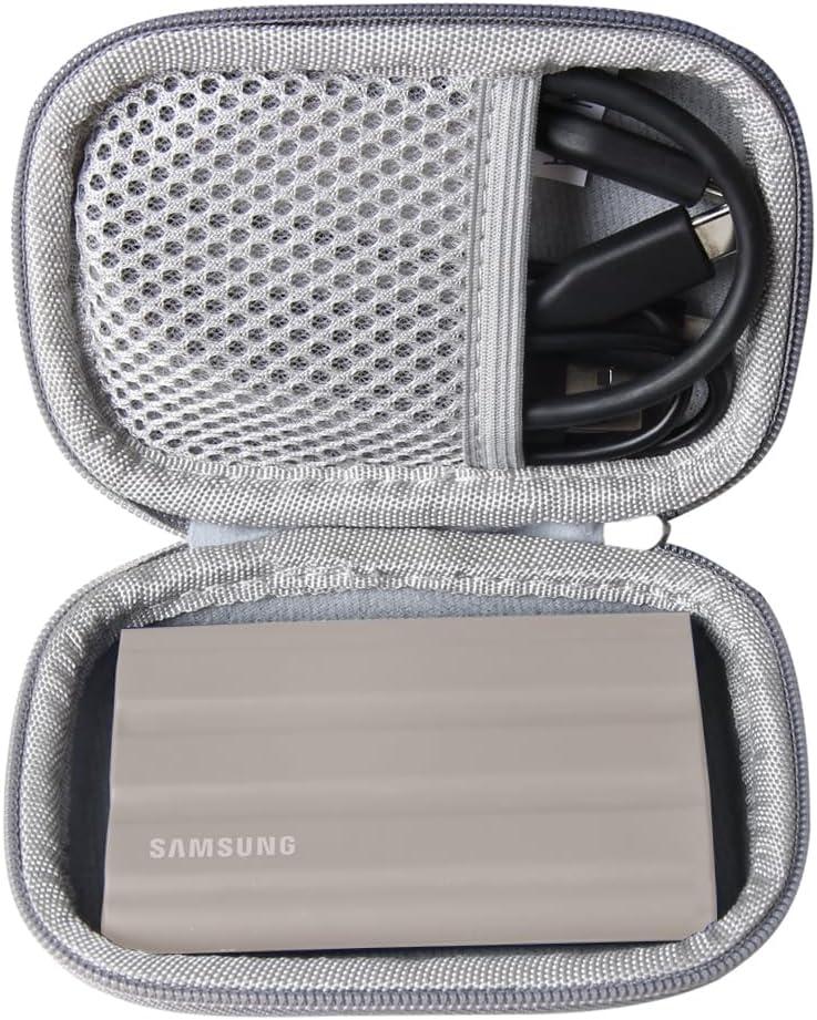 Anleo Hard Travel Case for Samsung T7 Shield 2TB / 1TB / 4TB, Portable SSD, USB 3.2 Gen2 External Solid State Drive (Grey, Case for 1 Hard Drives)