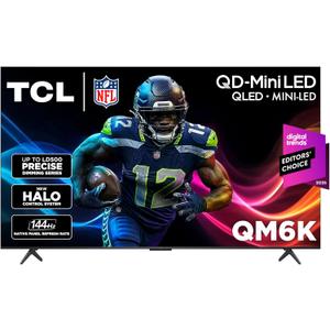 TCL 65 Inch Class QM6K Series | Mini LED QLED 4K HDR | 65QM6K, 2025 Model | 120HZ-144HZ High Brightness Smart Google TV Dolby Atmos Onkyo Audio | Voice Remote Alexa Gaming Streaming Television