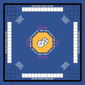 Mahjong Mat for Table 33''x33'', Non-Slip Mahjong Cloth Cover with Game Rules, Mahjong Tablecloth for Poker, Board Games Table Mat, Card Games, Tile Games, Dominoes (Blue)