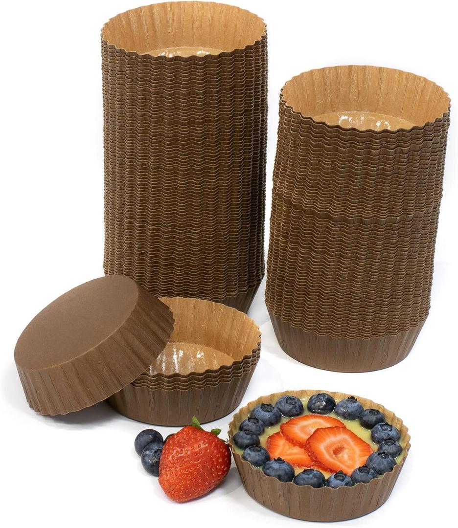 Ridged Paper Coated Baking Cup - Sturdy for Baking and Serving (150), 4" x 3.25" x 1 1/8"