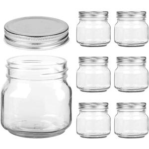 Yomarket Small Mason Jars Regular Mouth - 8 oz Clear Glass Jars with Silver Metal Lids for Sealing, Food Storage, Overnight Oats, Jelly, Dry Food, Jam,DIY Jars, 6PCS