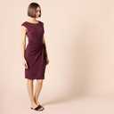 Amazon Essentials Women's Cap Sleeve Boat-Neck Faux Wrap Dress (Medium, Burgundy)