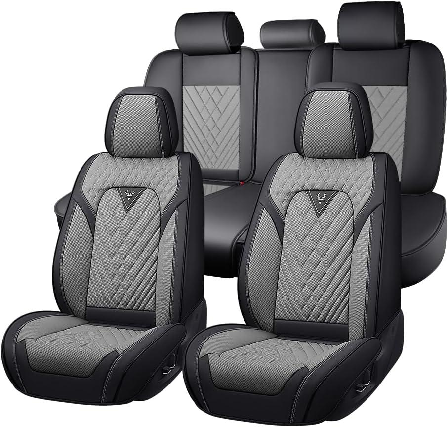 Fit for Toyota RAV4 Seat Covers 2001-2026,Premium Leather, 360° Full Protection, Thick Padding & Memory Foam, Waterproof & Stain-Resistant Car Seat Cover Full Set (5 Seat,Black&Gray)
