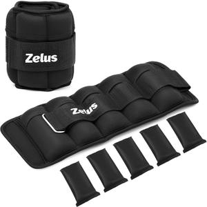 ZELUS 1 Pair Adjustable Ankle Weights, Modularized Leg Weight Straps for Women Men, Weighted Ankle Weight Set with Removable Sandbags, Ankle Strap for Gym Yoga Jogging Walking, Black, 5 lbs x 2 
