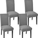 Chair Covers for Dining Room Set of 4 Chair Seat Cover for Dining Room Kitchen, Parsons Chair Covers Dining Chair Slipcover, Light Grey