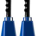 Cowbells 2pcs,Steel Cow Bell 8 inch with Handle,Cheering Hand Bell for Sports Events,Football Games,Party,Farm,Hand Chimes Percussion Musical Instruments (8 inch, Blue)