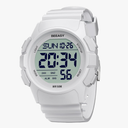 eeasy Men Digital Sports Watch,Waterproof Watch with Stopwatch Countdown Timer Alarm Function Dual Time Rubber Strap Wrist Watch for Men/Student, White 