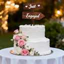 Just Engaged Cake Topper, Rustic Wood Engagement Party Sign for Couples, Proposal Celebration Decor, Bridal Shower Cake Decorations for Wedding
