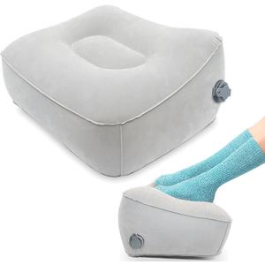 Inflatable Foot Rest, Carseat Inflatable Foot Rest Pillow, Airplanes Inflatable Foot Rest Cars, Travel Footrest Pillow for Home Office,Trains (Grey, 14.5" L11.8" W7.9H)