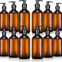 Tessco for you 12 Pack Amber Soap Dispenser Empty Plastic Pump Bottles Dispenser Refillable Shampoo for Hand Sanitizer Soap Cosmetic Lotion Body Wash Conditioner Bathroom Kitchen Travel (16.9 Oz)