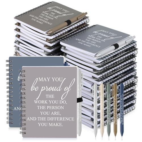 Honoson 29Sets/58Pcs Valentines Employee Gifts May You Be Proud The Work Notebook with Ballpoint Pen Inspirational Journals Office Valentines Thank You Gifts for Team Coworker Staff (Chic Color)