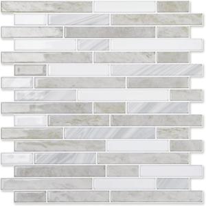 LONGKING 10-Sheet Extra Thick Peel and Stick Backsplash Tiles, Waterproof Kitchen Backsplash Peel and Stick Tile, Self-Adhesive Backsplash for Kitchen, Beige & White