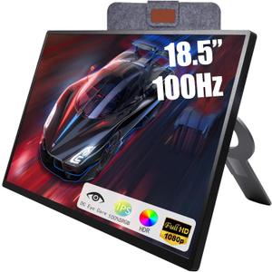 18.5 Inch Large Portable Monitor for Laptop, 120Hz 1080P FHD IPS Portable Travel Second Screen Display for/Phone/Xbox PS4/5, 125% sRGB, Dual Speakers, VESA & Storage Bag