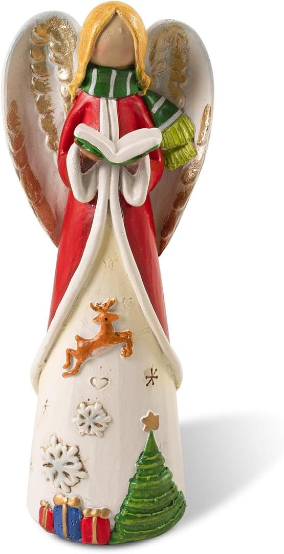 7.3 Inch Christmas Angels Figurines, Resin Faceless Angel Statue Table Top Decorations for Home, Holiday Indoor Tabletop Centerpiece Mantel Shelf Decor,1 Pack