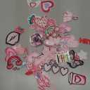 NICEVINYL Pink Iron on Patches for Girls: 60PCS Girly Random Embroidery Patches for Backpacks Clothing Hats Jackets Pants Decor - Assorted Cute Sew on Appliques for DIY Accessories