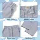 Volunboy Baby Boy Formal Prom Striped Pants Set Seersucker Wedding Guest Ring Bearer Outfits Gentleman Dress Shirt Summer Beach Bowtie Vest Suits (Navy, 2-3T)
