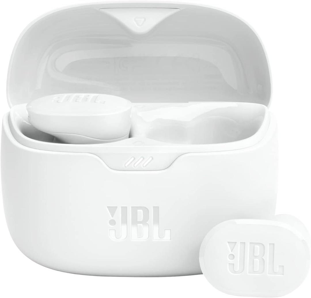 JBL Tune Buds - True Wireless Noise Cancelling Earbuds, JBL Pure Bass Sound, Bluetooth 5.3, 4-Mic Technology for Crisp, Clear Calls, Up to 48 hours of Battery Life, Water and Dust Resistant (White) (Small)