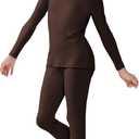 Arshiner Girls Clothes 2 Piece Fall Outfits Slim Long Sleeve Shirt and Leggings Set Kids Thermal Underwear sets (9-10 Years, Brown)