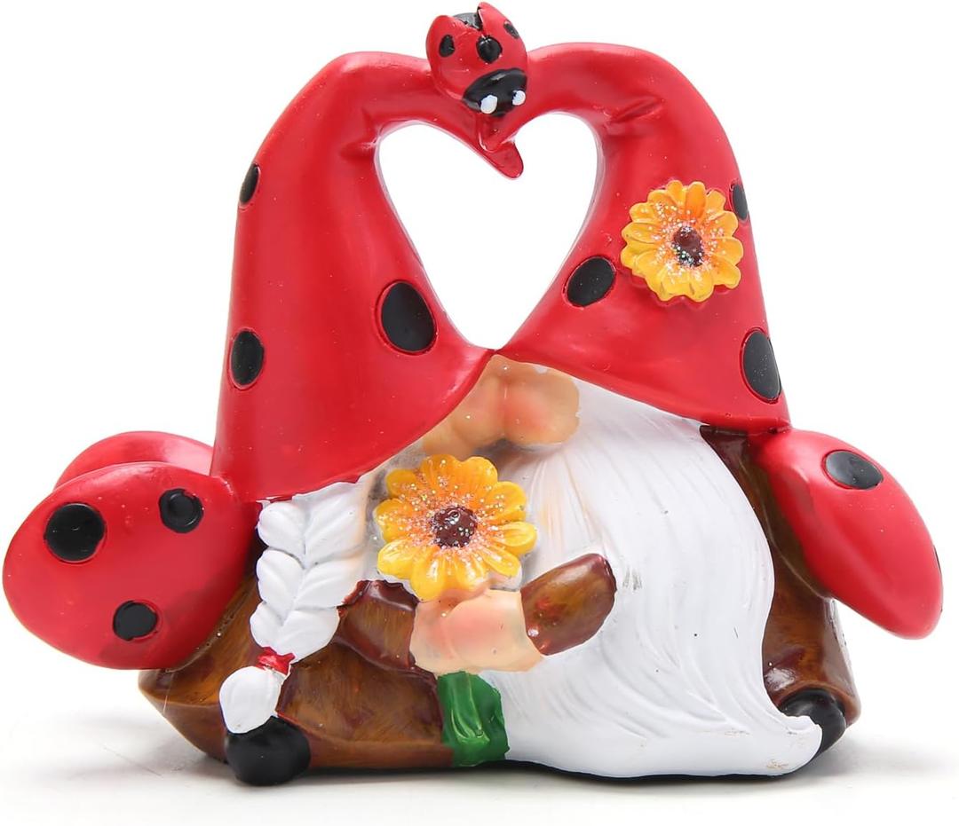Hodao Resin Ladybug Couple Gnomes - Symbol of Love and Warmth-Valentine's Day Gift Spring Summer Love Decorating Gifts
