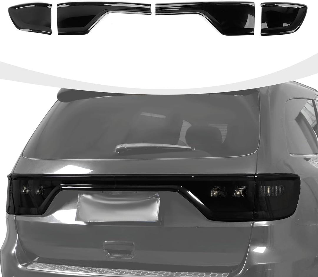 RAZPOY Smoked Tail Light Lamp Covers Guards Trim Compatible with Dodge Durango Accessories 2014-2024, Smoked Black