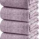 Bath Towels 4 Pack Large Bathroom Bamboo Viscose Towels 35 x 63 Plush Soft Bath Towel for Shower Extra Absorbent Jumbo Bath Sheet - Multipurpose Use as Sports, Travel, Fitness, Yoga (Purple)