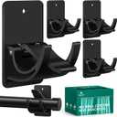 No Drill Curtain Rod Brackets, 4 PCS Self Adhesive Curtain Hooks 20lb, Nail Free Adjustable Curtain Rod Holders Rental Friendly for Apartment, Kitchen, Bathroom, Dorm Living Room